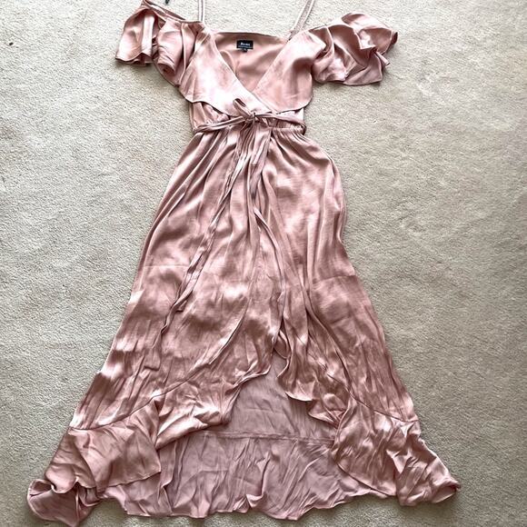 Bardot Cold Shoulder High Low Slip Dress Sz 8 - Picture 11 of 11